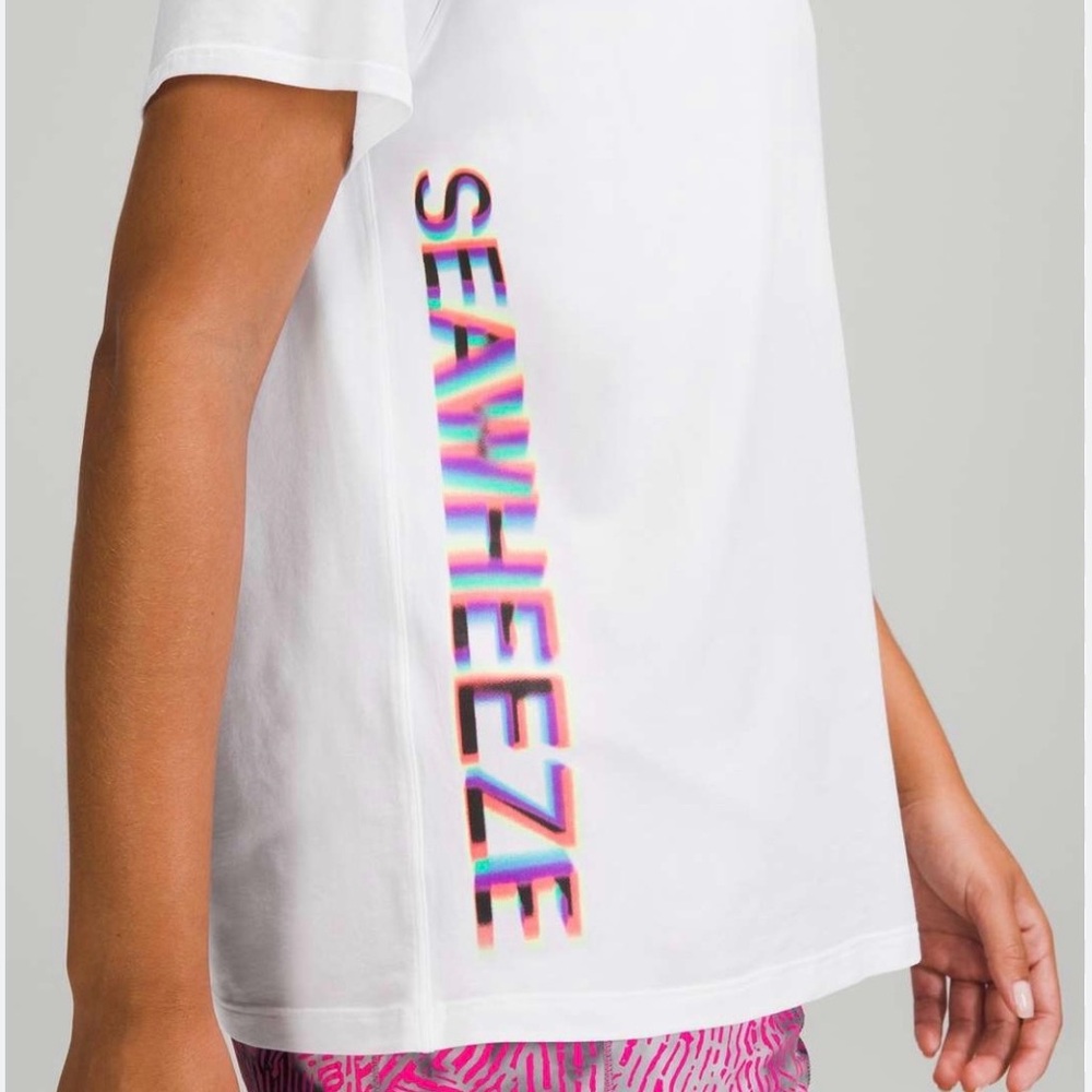 Lululemon SeaWheeze Graphic Tee White Short Sleeve Women’s Size 8